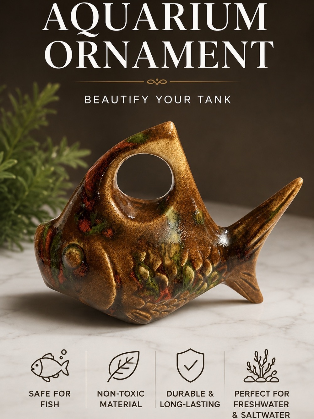 Big Mouthed Fish - Fish Tank Ornament - by Adele Davis for Shipwreck Kelly's